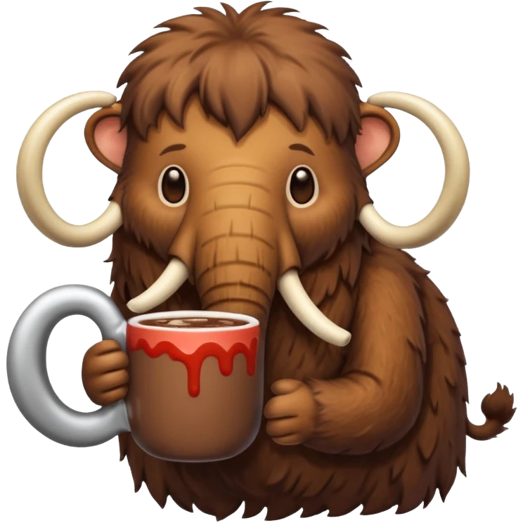 A mammoth who drinks a hot chocolate emoji