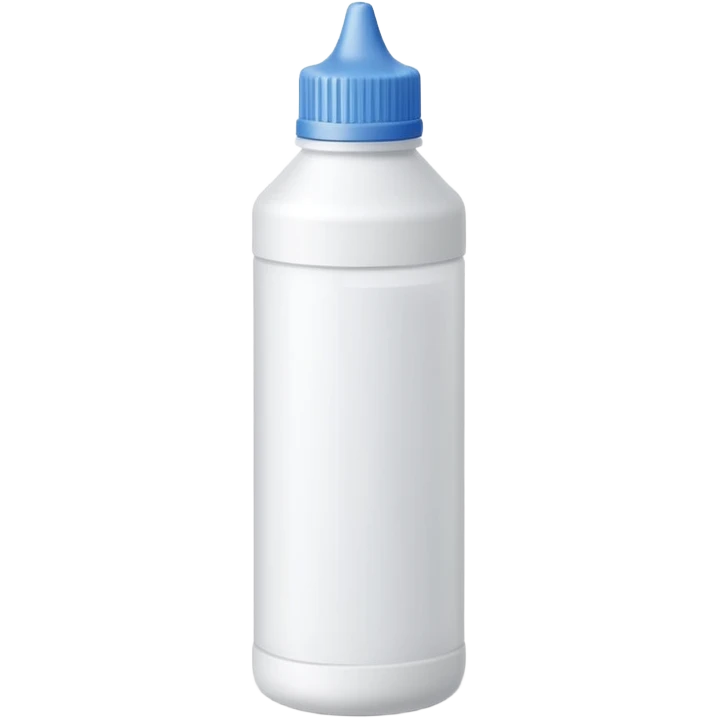 small upright plastic bottle with pointed cap or brush applicator, matte white or pale beige tones, slim slightly cylindrical shape, school or office use, tip with small bead of opaque liquid, no text or extras, apple emoji style, soft lighting, subtle shadows, transparent background, emoji scale emoji