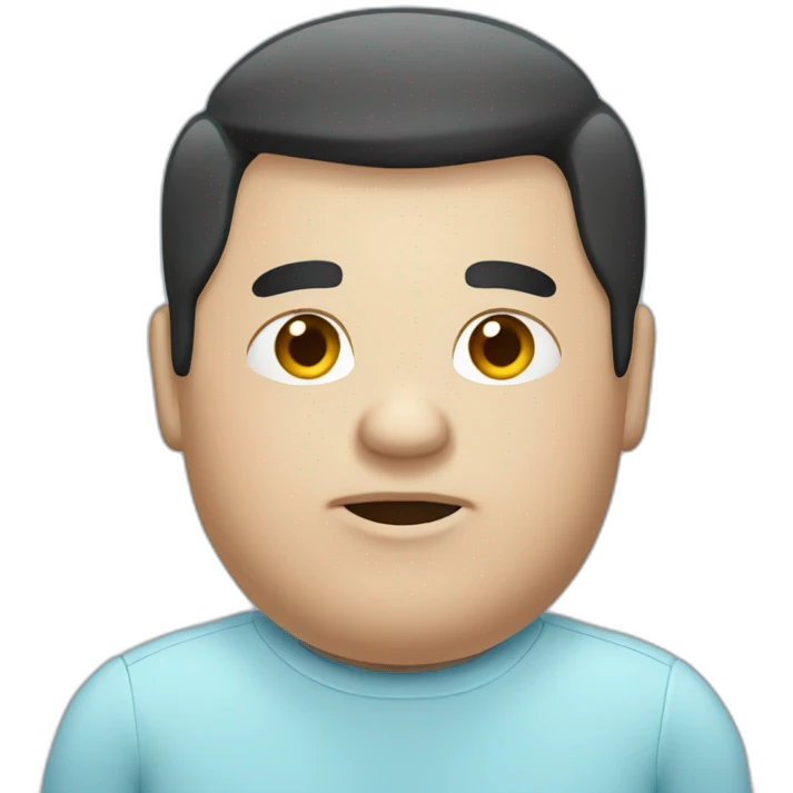 chubby man combover black hair wearing light blue shirt emoji