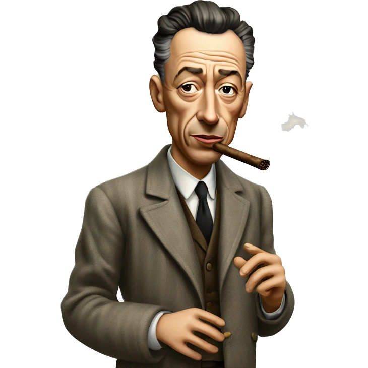 Albert Camus with cigar and L’Etranger emoji