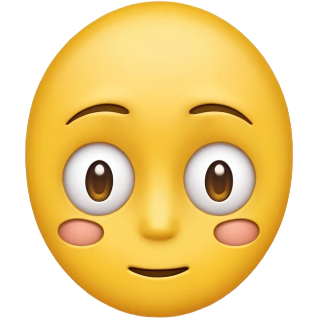 Standard yellow smile emoji but with both eyes looking in different directions. Deadpan no smile emoji