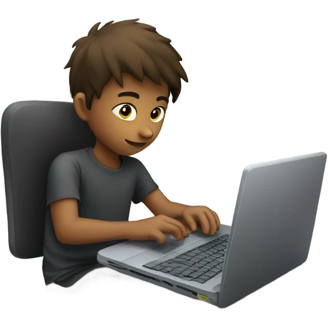 a 13 year old boy coding on a laptop emoji