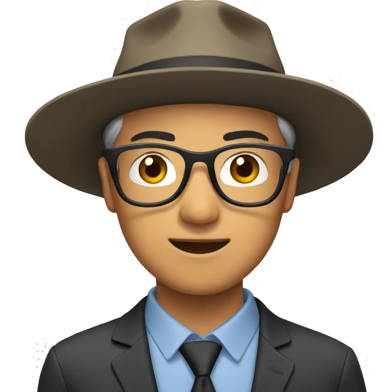 Asian man wearing glasses and hat emoji