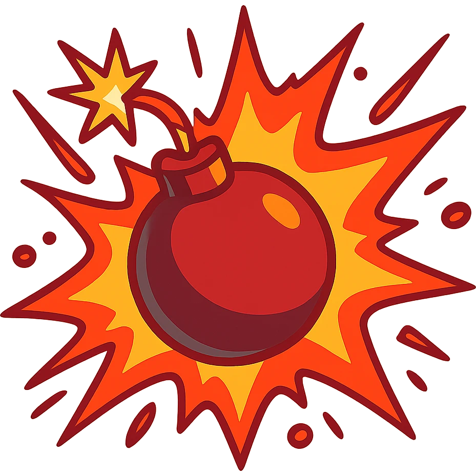 An animation of a bomb or explosion for CS2, dynamic, bright colors emoji