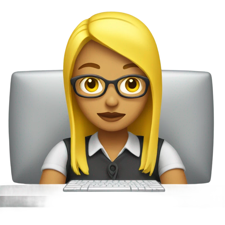 yellow skin yellow hair woman work on computer emoji