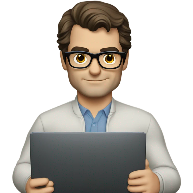 Henry cavill with a laptop in front of him and glasses  emoji