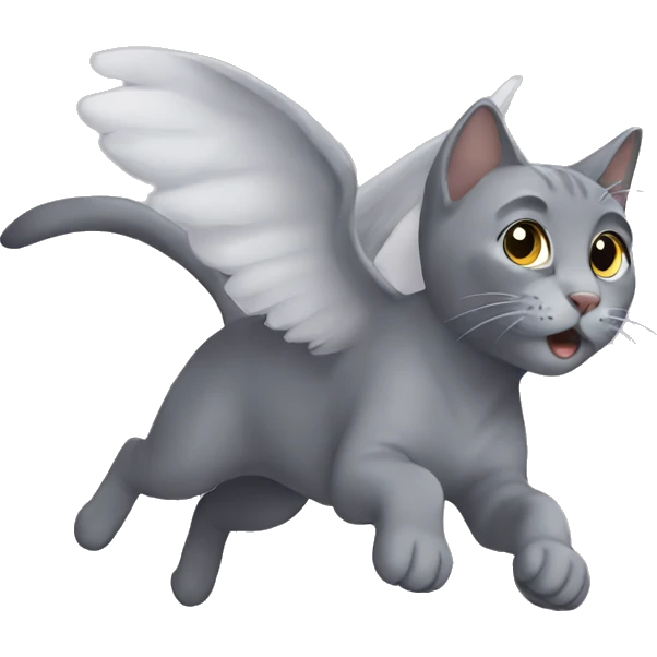 Grey cat flying emoji