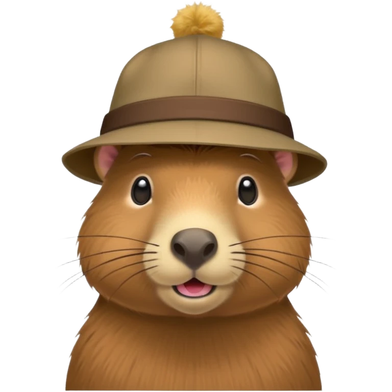 capybara with a Lucy hat, simple and friendly emoji