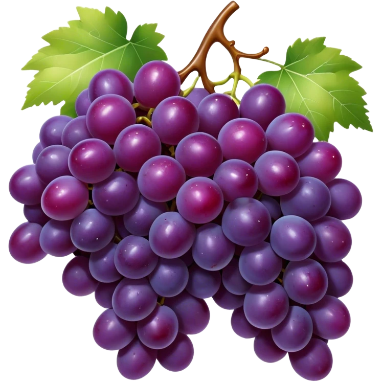 Cinematic glossy purple grapes, plump and dewy, gathered in a beautiful cluster, deep rich hues, ultra-detailed, fresh and juicy, soft glowing light. emoji