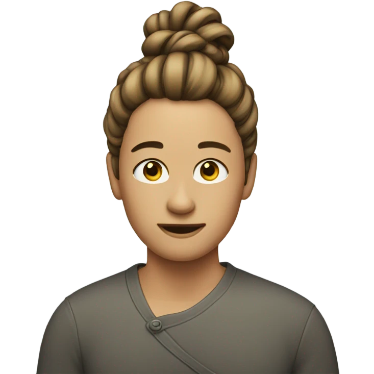 Longer hair tied up in a bun emoji