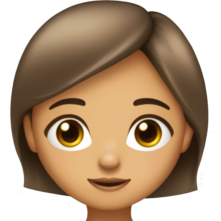 Una niña de cabello marrón ojos marrones con el cabello liso evantando una sola ceja exageradamente emoji