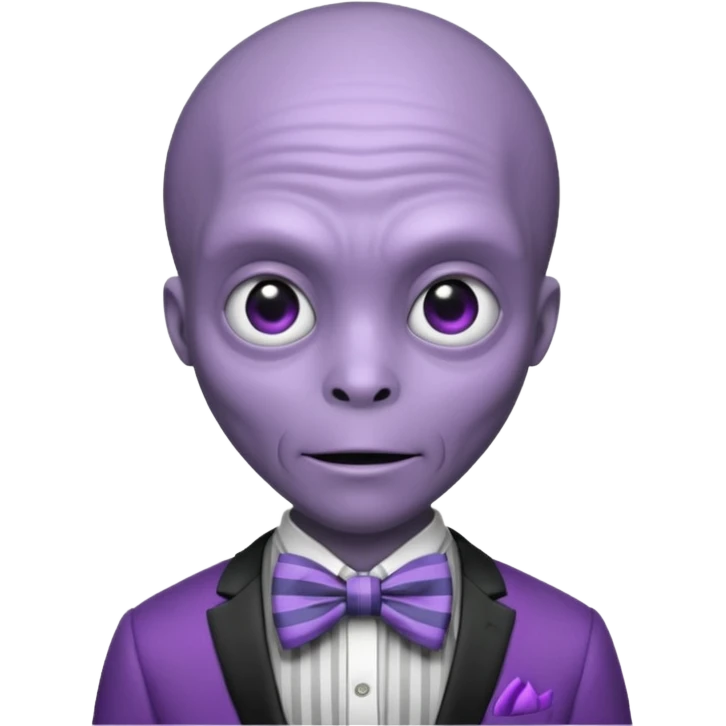 Purple alien with striped bowtie emoji