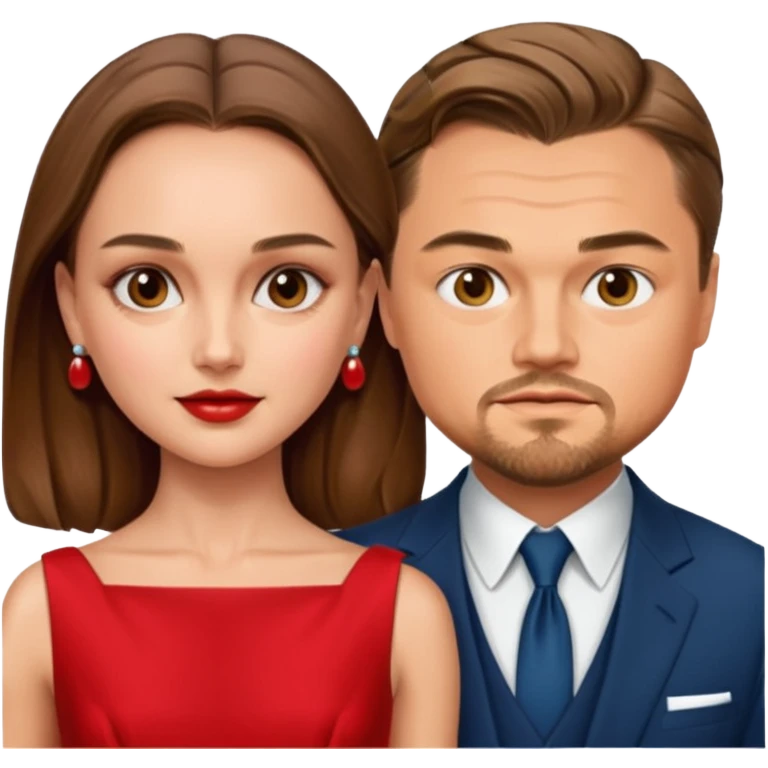 leonardo di caprio and Natalie Portman in a red dress emoji