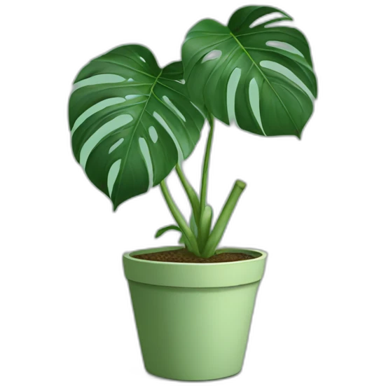 Monstera plant in a sage coloured pot emoji