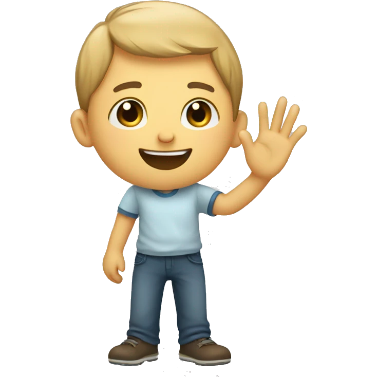 boy saying hello with hand  emoji