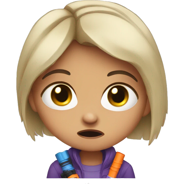 Mad crying girl holding a nerf  emoji