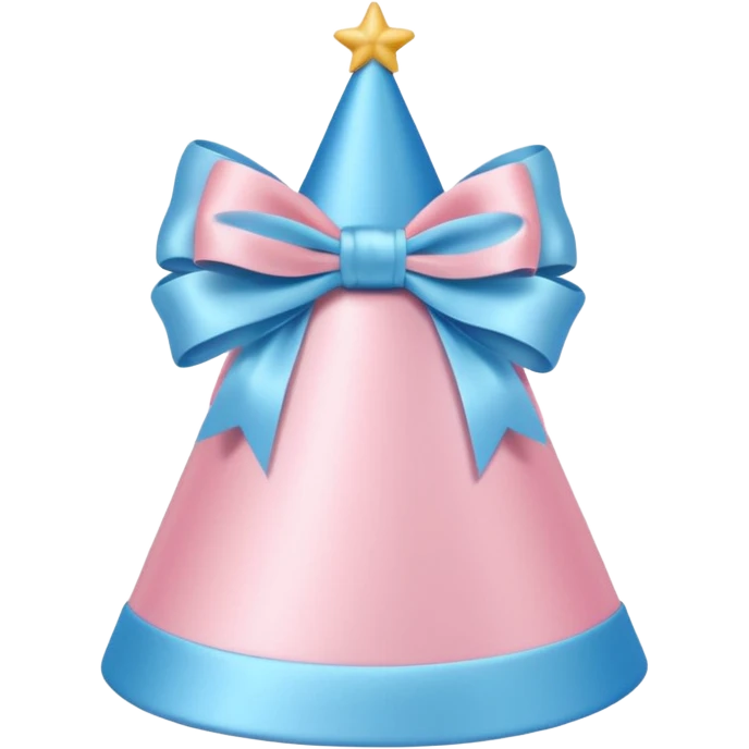 birthday hat with a bow, pastel pink and blue colors emoji