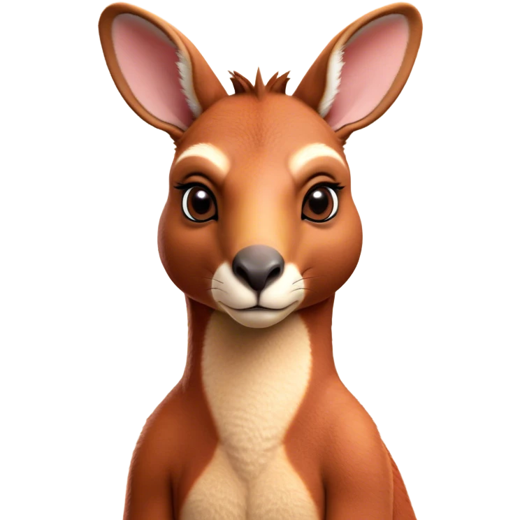 Cinematic Noble Adult Red Kangaroo Portrait Emoji, Poised and regal, with a robust, muscular build, tawny reddish fur, and a distinctive red kangaroo-shaped head featuring a slightly elongated snout, prominent ears, and keen, observant eyes, Simplified yet sharp and sophisticated features, highly detailed, glowing with a warm, sunlit glow, high shine, intelligent and commanding, stylized with an air of outback authority, focused and vigilant, soft glowing outline, capturing the essence of a watchful guardian that seems ready to bound out of the screen with effortless power! emoji