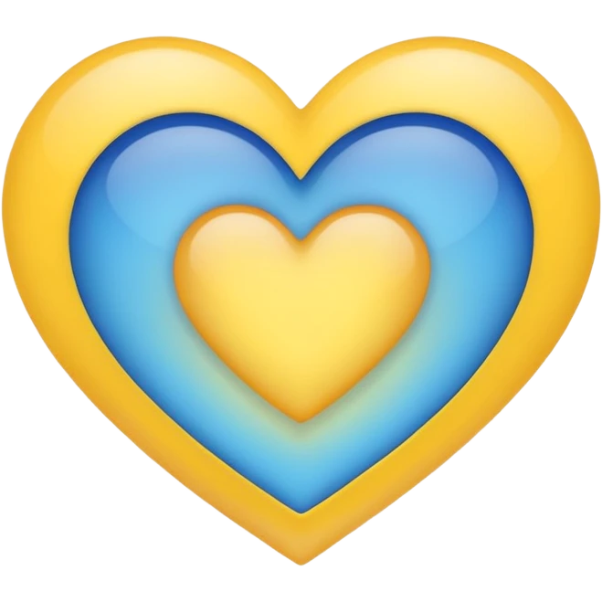 blue and yellow gradient blended heart, classic emoji style emoji
