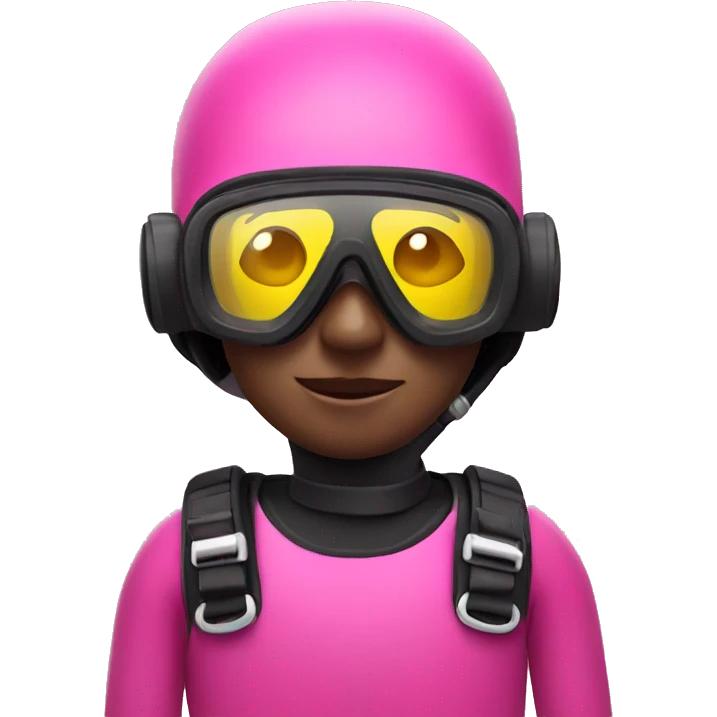 scuba diver wearing pink emoji