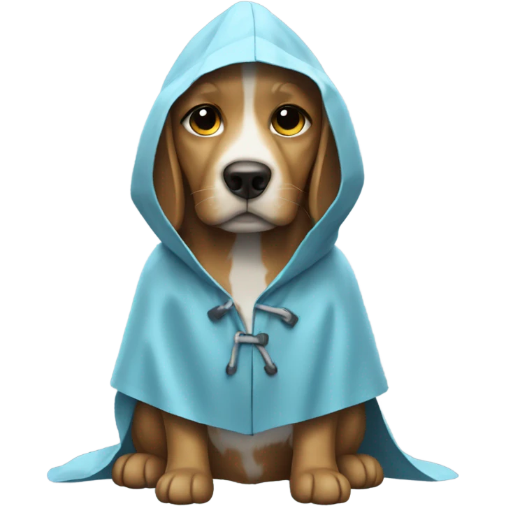 Dog wearing raincoat emoji