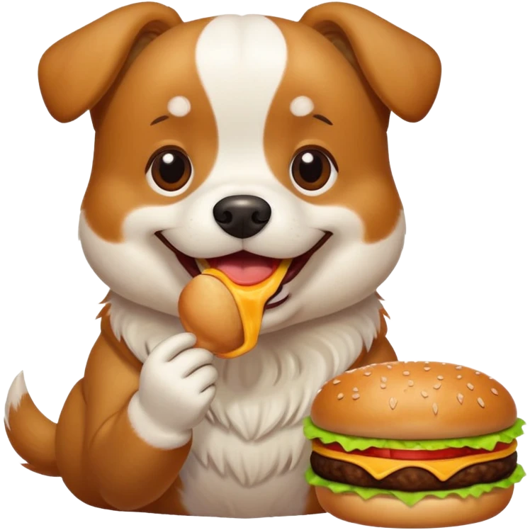 Perro, comiendo hamburguesa ￼ emoji