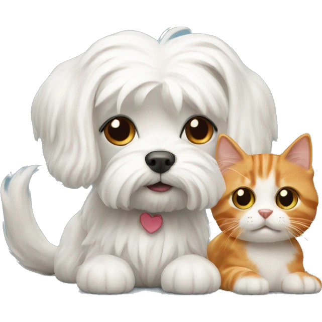 Maltese dog with a ginger cat emoji