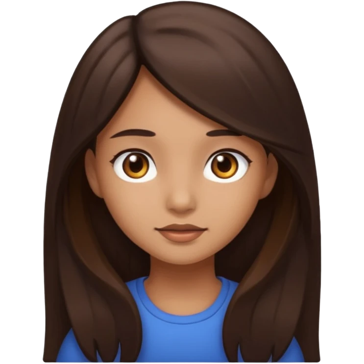 Girl with light brown skin and long dark brown hair emoji