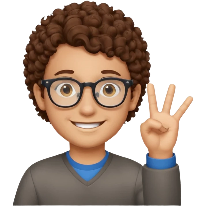 băiat cu ochelari și păr cârlionțat șaten aprobând emoji