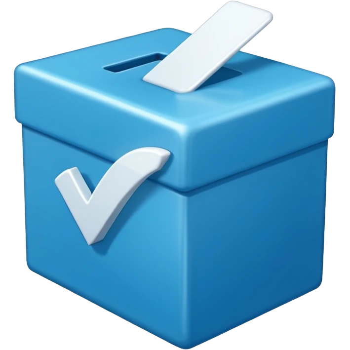 Blue box with a white check mark in the middle of the blue box that is a little bit tilted to the right and its 1d emoji