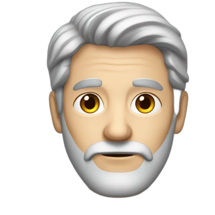 grey haired man, in grey casual suit, grey beard. looking sarcastic emoji
