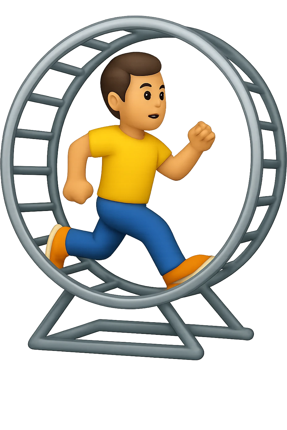 Uomo che corre dentro la ruota del criceto emoji style iphone  emoji