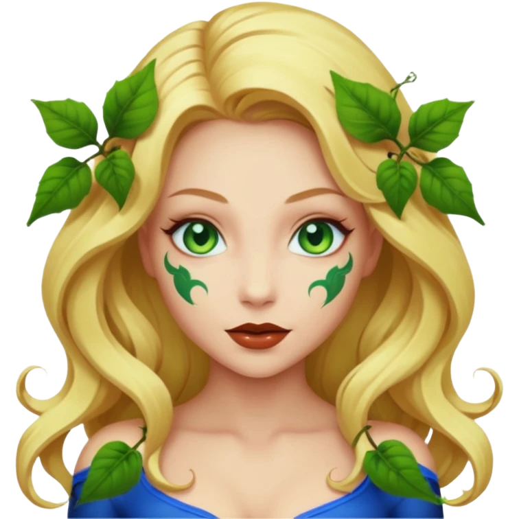 Poison ivy emoji with blonde hair and blue eyes to show she is beautiful and toxic emoji