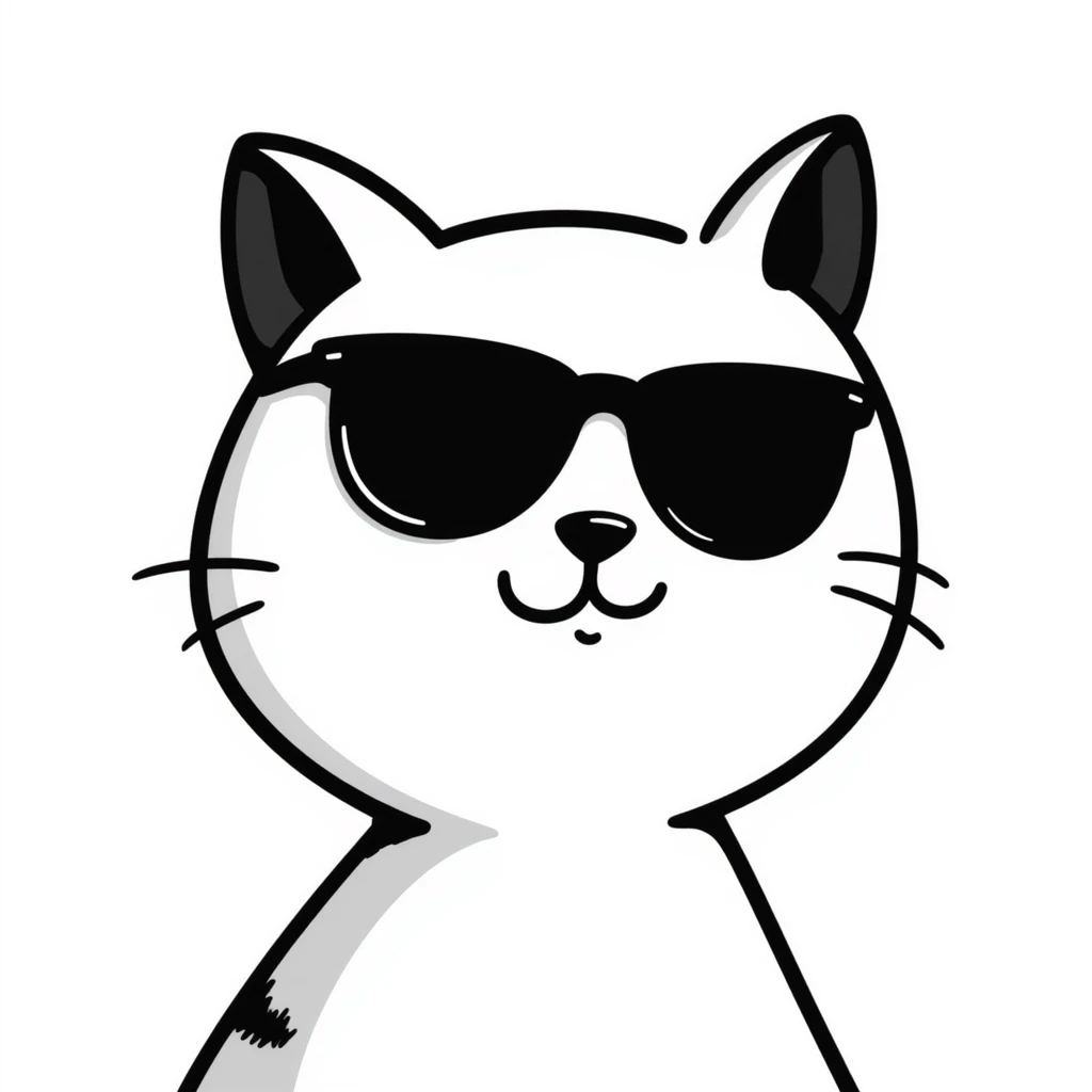 Cool cat wearing sunglasses, looking confident emoji