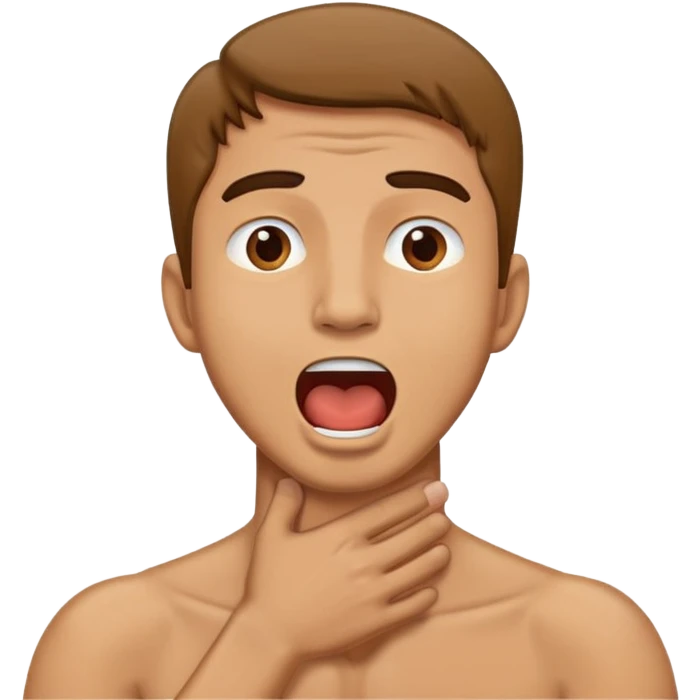 Man holding neck mouth open emoji
