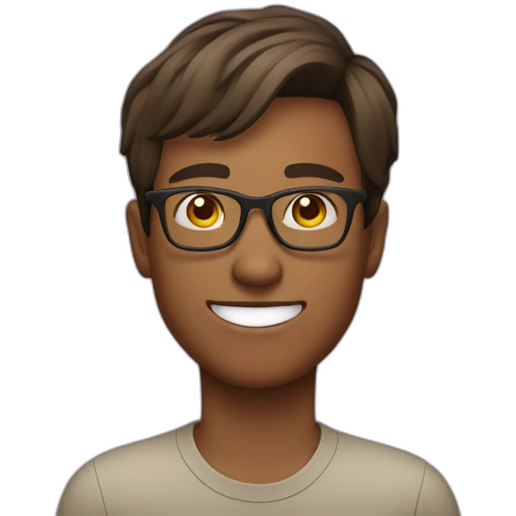 Young brown short haired men with glasses throwing grape emoji