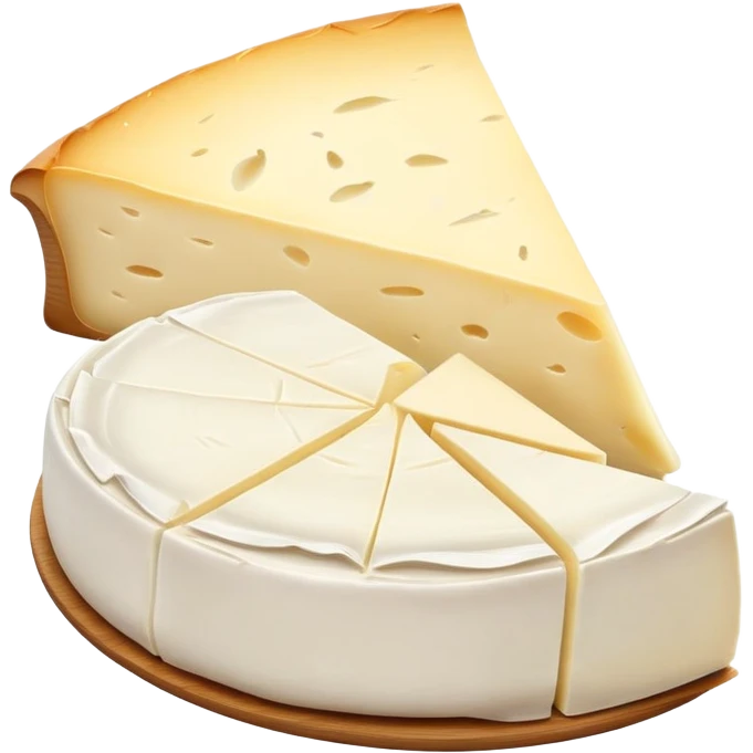 cinematic-realistic-brie-cheese-emoji,-featuring-soft-ripened-cheese-with-a-delicate white rind-rendered-with-lifelike-detail-and-inviting,-natural-lighting emoji