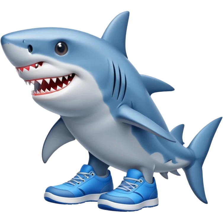 Shark wearing blue ￼￼shoes emoji