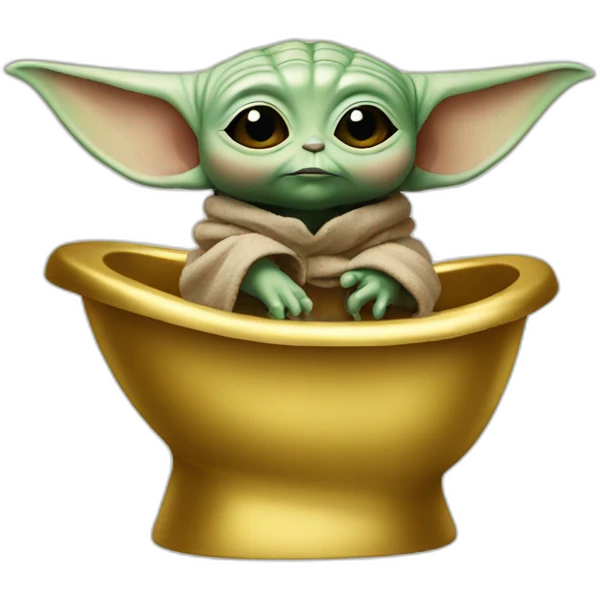 Baby Yoda on a golden toilet emoji