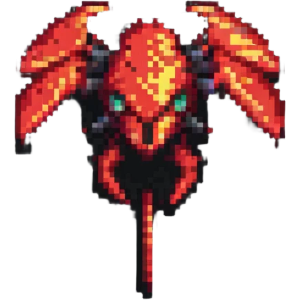 'ZETRIX' in bold red pixel art style, transparent background emoji