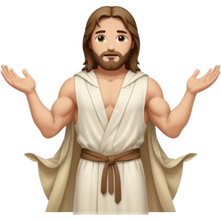 fullbody jesus christ jacked, sleeveless white robe and arm crossed emoji