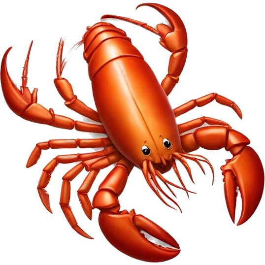 cooked red lobster served on a plate, with a focus on its claws and tail, vibrant and appetizing.” emoji
