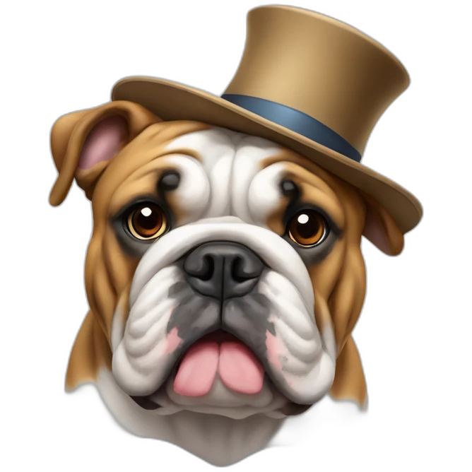 english bulldog wearing a hat emoji