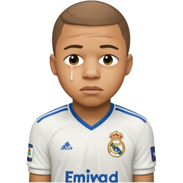 Mbappe crying with réal Madrid jersey on emoji