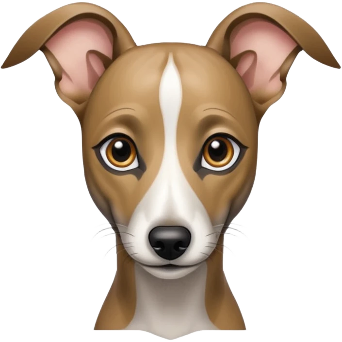 Create a brindle whippet emoji with long Dobby looking ears  emoji