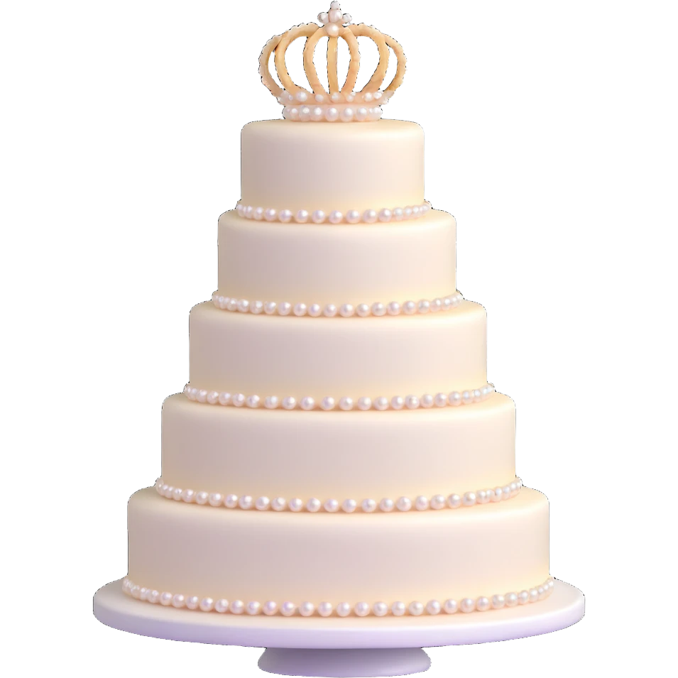 three-tier wedding cake with pearl embellishments emoji