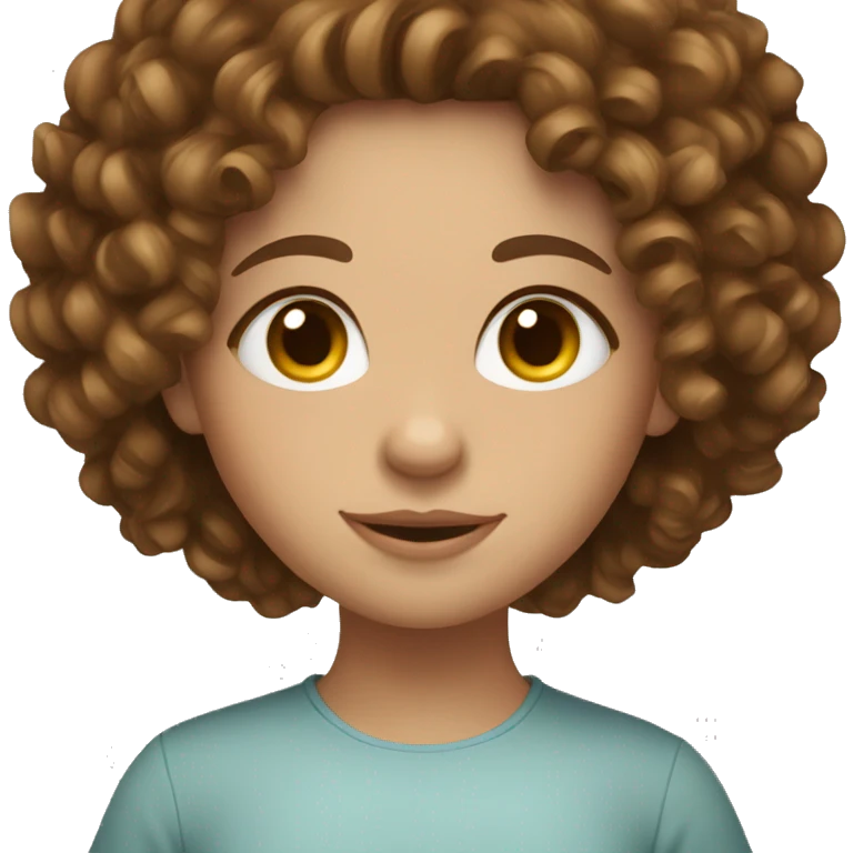 European, brown curly hair, girl emoji