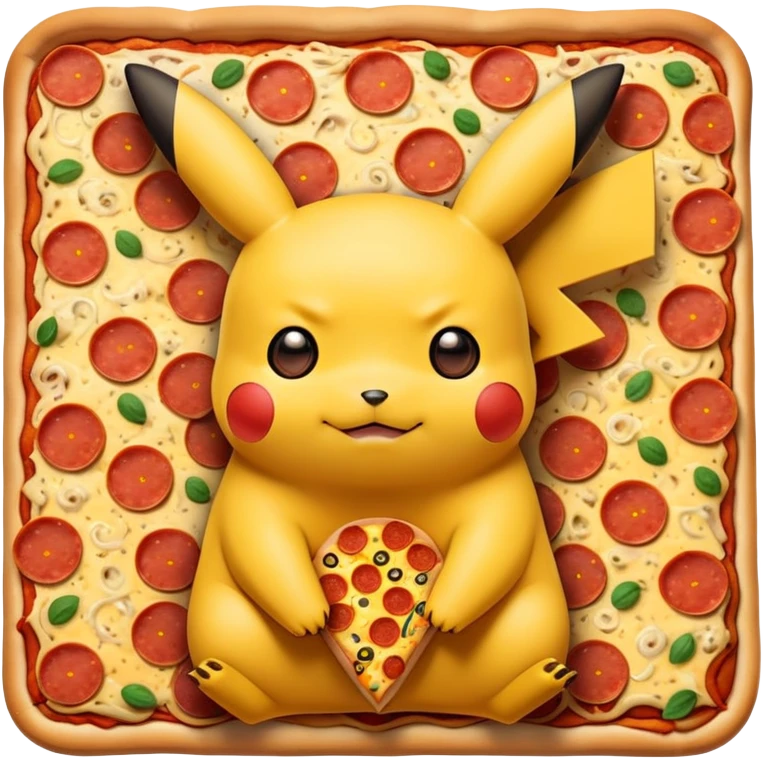 Pikachu covered in pizza emoji