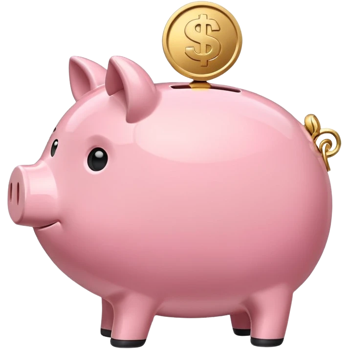 A clean and simple emoji-style icon: A stylized piggy bank with a coin dropping into it from above. Next to or slightly behind the piggy bank, a small shield symbolizing security and protection. Minimal details, rounded shapes, bright flat colors, consistent with standard emoji design. emoji