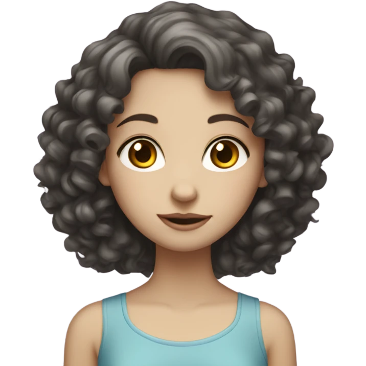 girl with curly dark hair and pale skin emoji